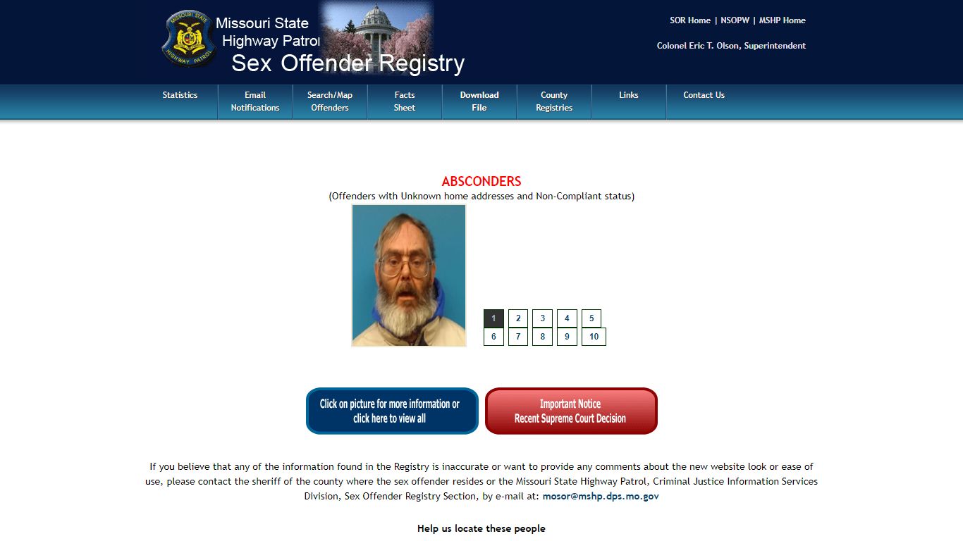 Missouri Sex Offender Registry Home